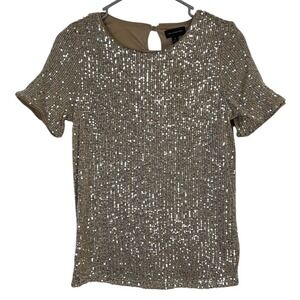 The Limited Women's Sequined Short Sleeve Top - Gold - Size Small
